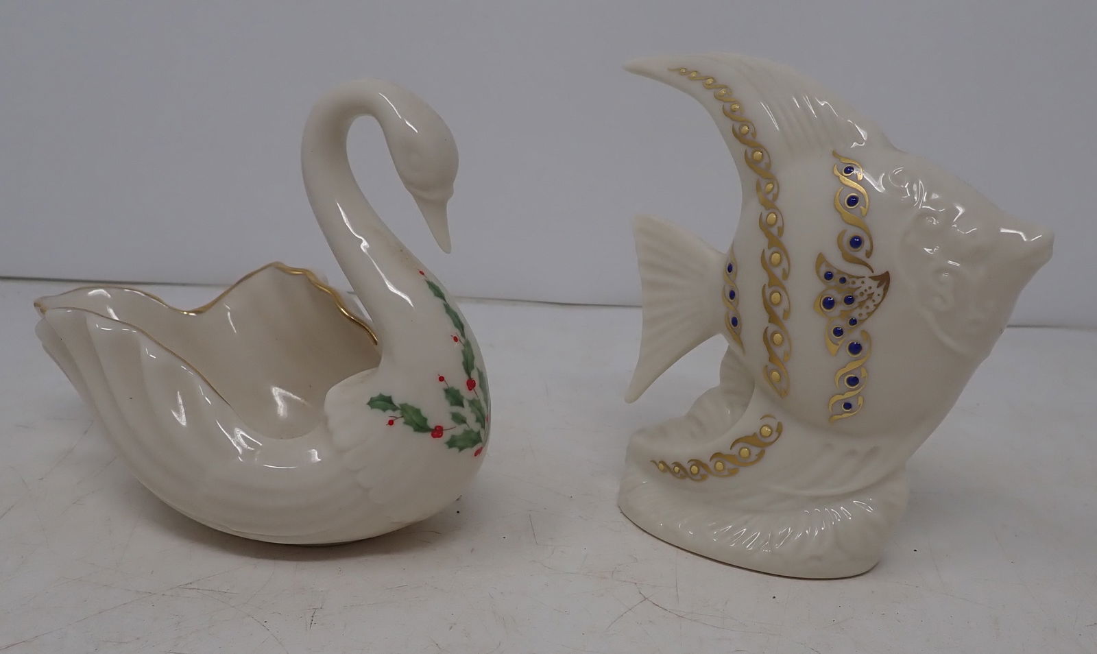 Lenox Swan & Fish: Tallest is apprx 3 7/8". Shipping available