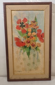 E. Maurice Tulips Oil on Board Painting