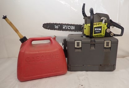 Ryobi Chainsaw w/ 16" Bar and Gas Can
