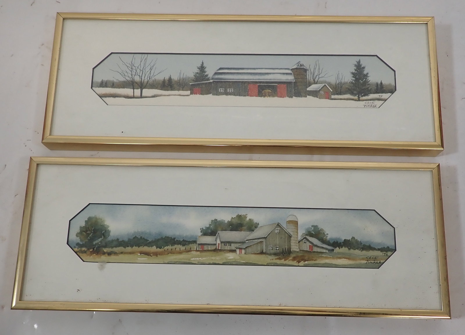 1995 & 96 Cece Tucker Easton Pa Watercolors: Approx 5 1/4" x 14 1/4". Shipping available