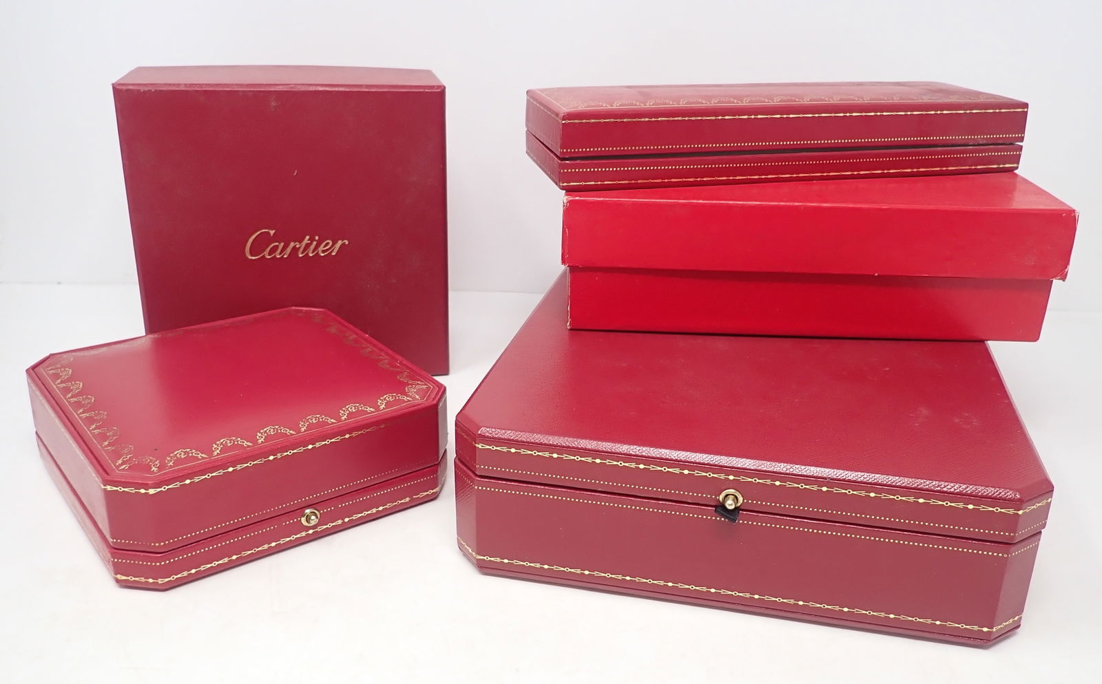 Empty Cartier Jewelry Boxes: Largest is approx 2 1/8" x 7 1/8" x 10 1/4". Shipping available