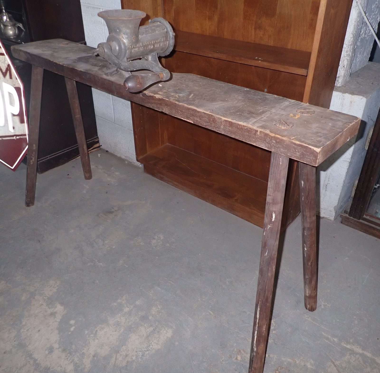 Meat Grinder on Bench: Bench is approx 51" long and 30" tall. NO in house shipping !