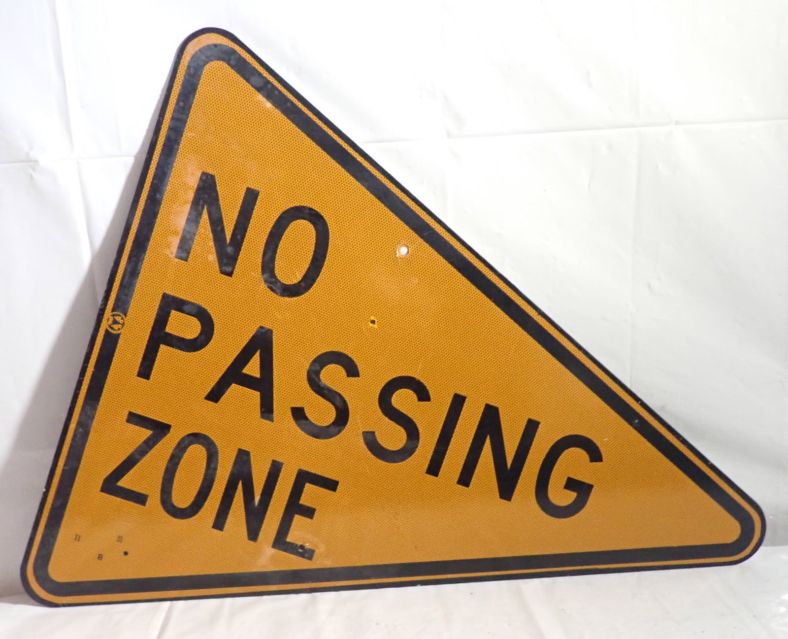 No Passing Zone Aluminum Road Sign: Approx 34" x 41". No in house shipping !