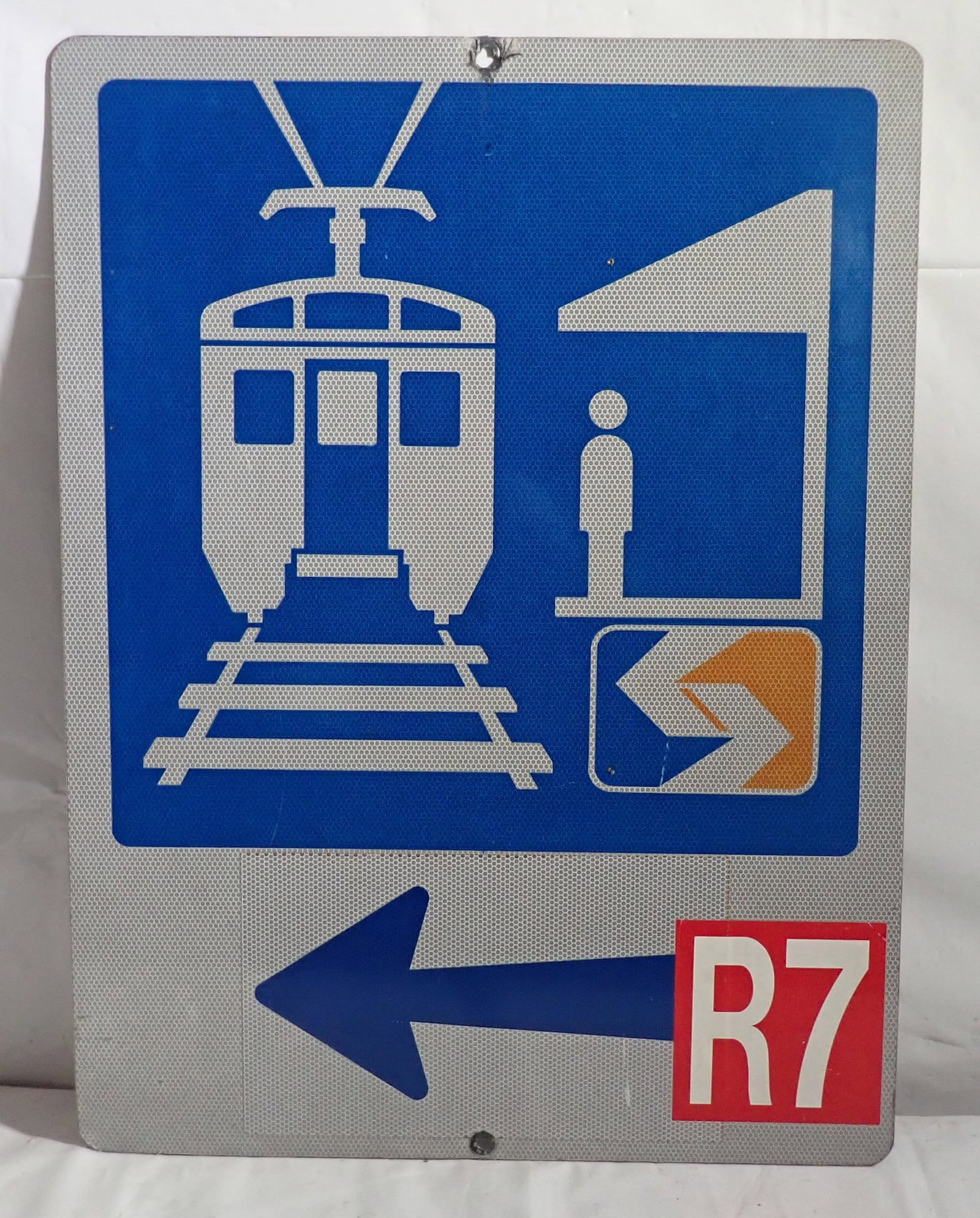 Aluminum Tram Sign: Approx 24" x 32". Shipping available