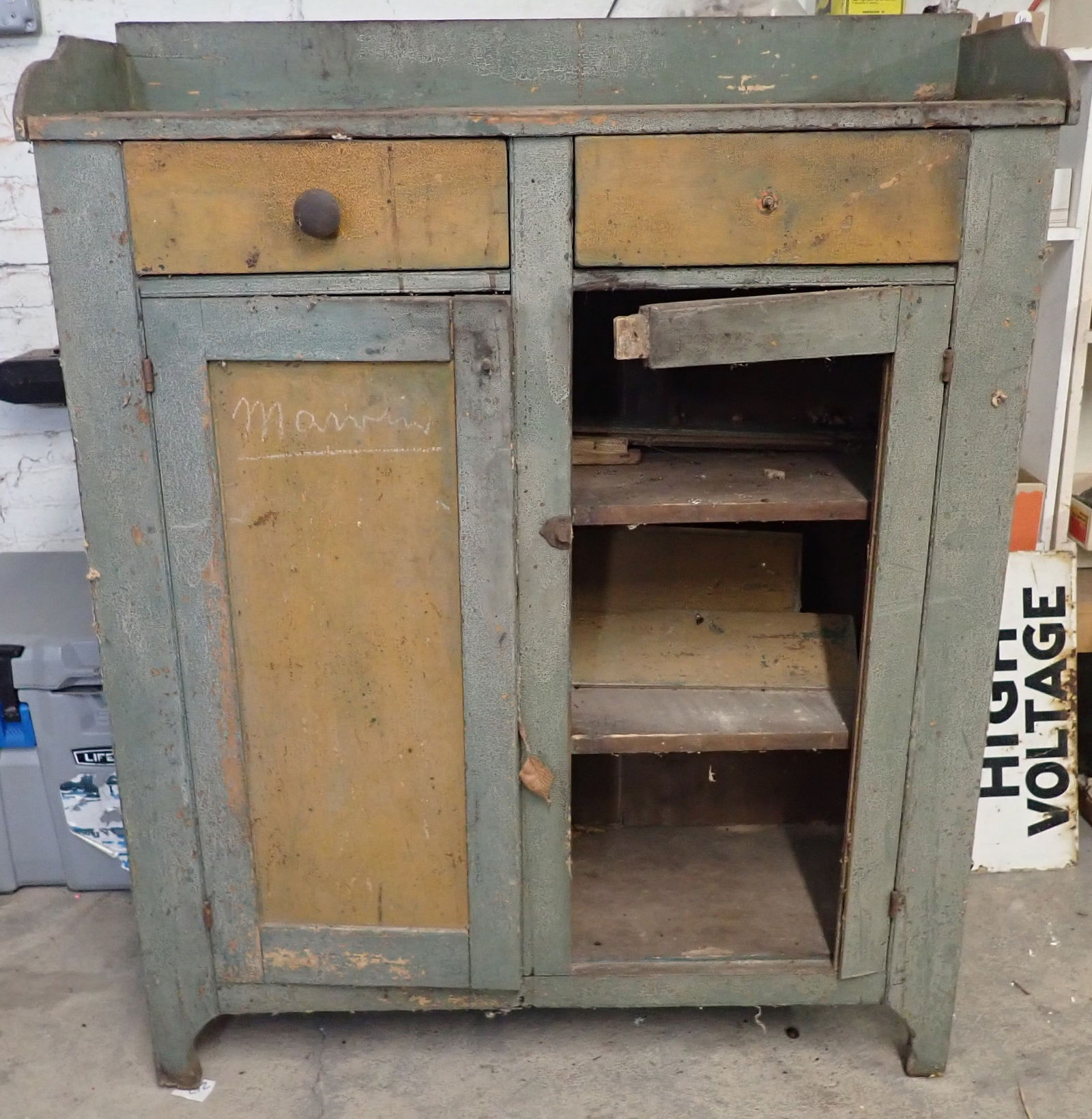 Jelly Cupboard in Green & Yellow Paint (1 of 11)