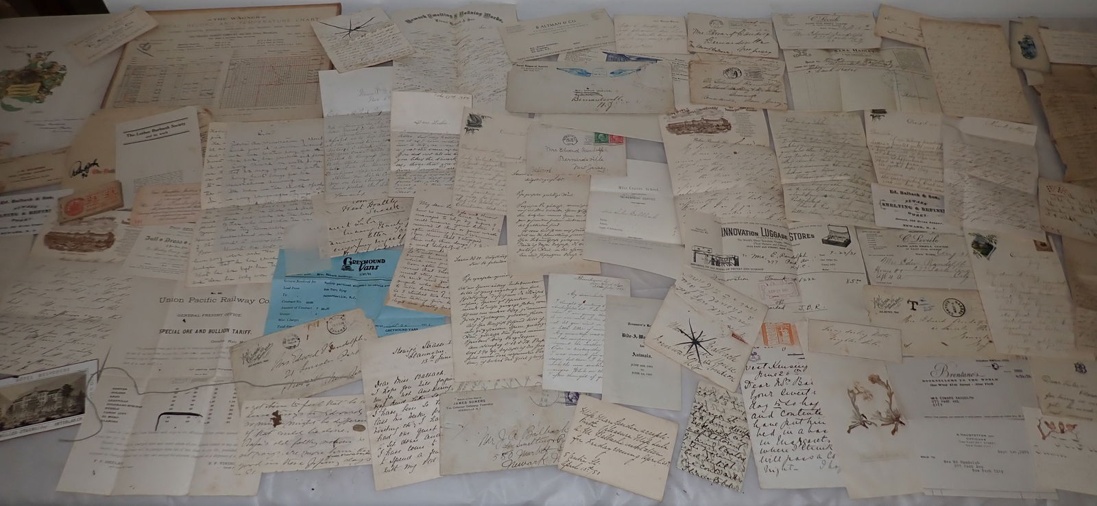 1800 & 1900's Ephemera: Earliest we noticed was 1878 . Lot includes all on table & in box. Shipping available