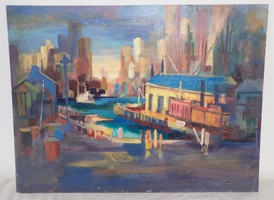 John Reilly Double Sided Cityscape & Nudes Painting