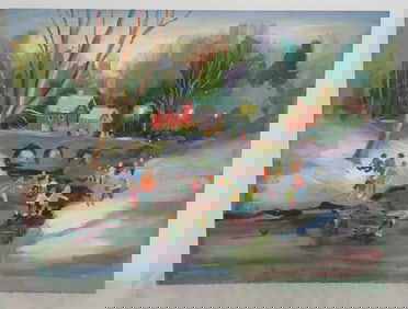 John Reilly Oil on Board Winter Scene Painting