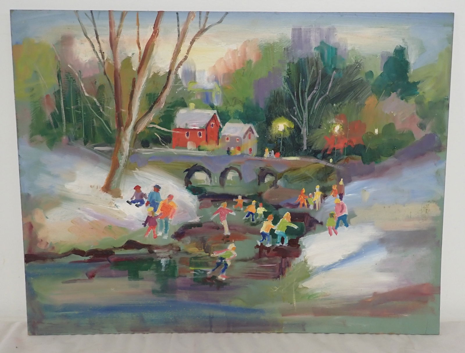 John Reilly Oil on Board Winter Scene Painting: Approx 18" x 24". Shipping available ($20 handling charge, plus postage)