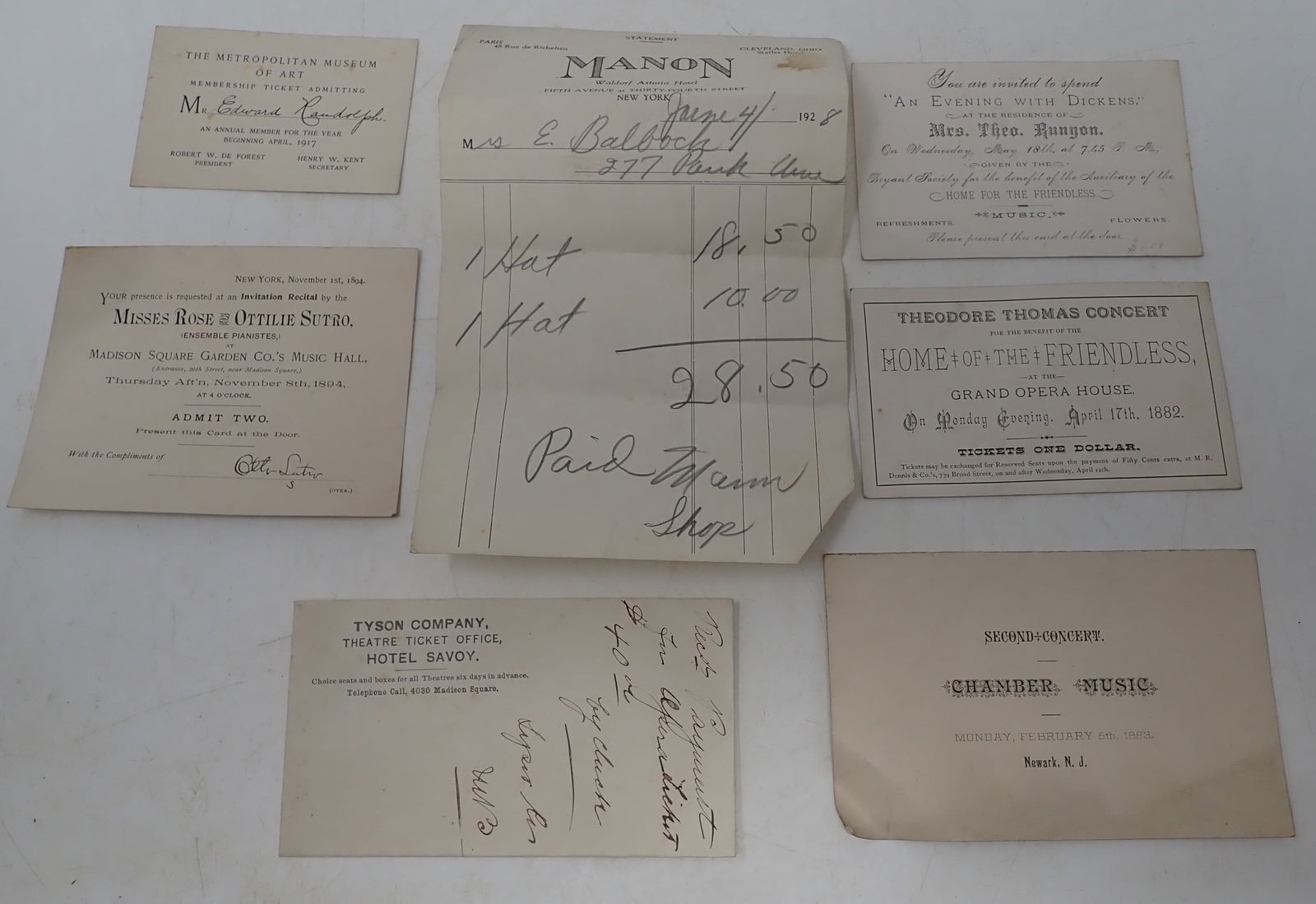 Metropolitan Museum , 1894 Madison Square Garden Tickets (1 of 8)