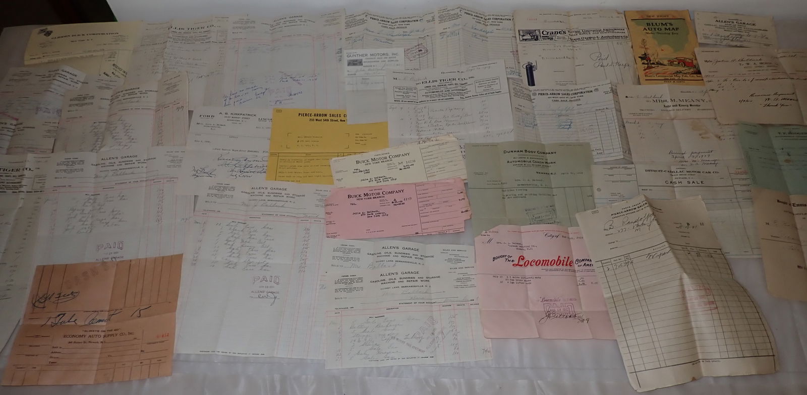 Auto Receipts incl Pierce Arrow , Crane's Limousine , Buick (1 of 12)