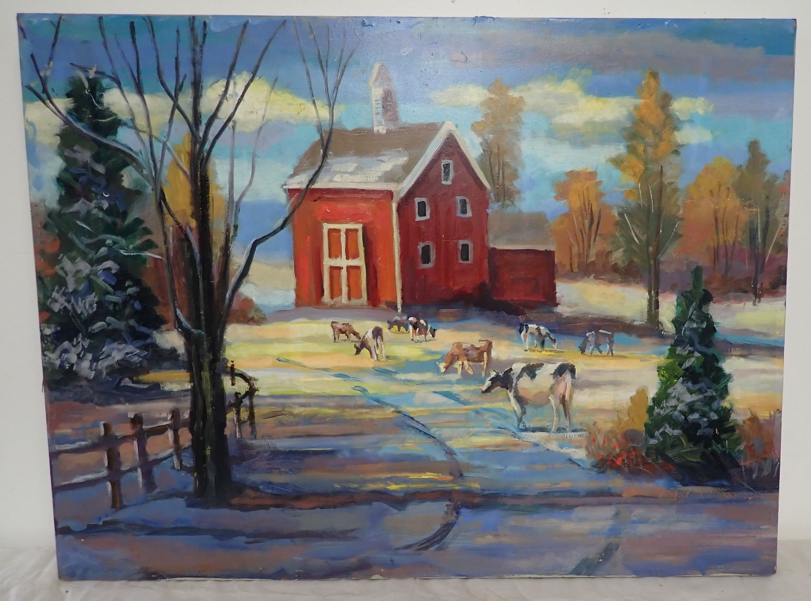 John Reilly Oil Painting w/ Barn & Cows (1 of 3)