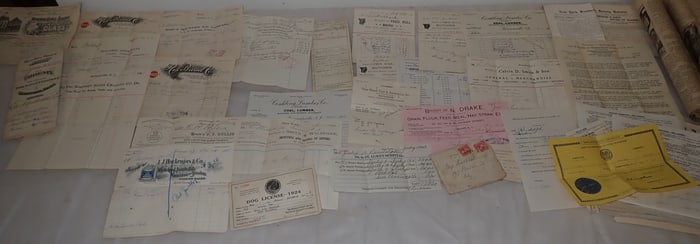 1877 Deed , 1933 St Lukes Receipt , 1893 Fire Insurance Policy , Misc Ephemera