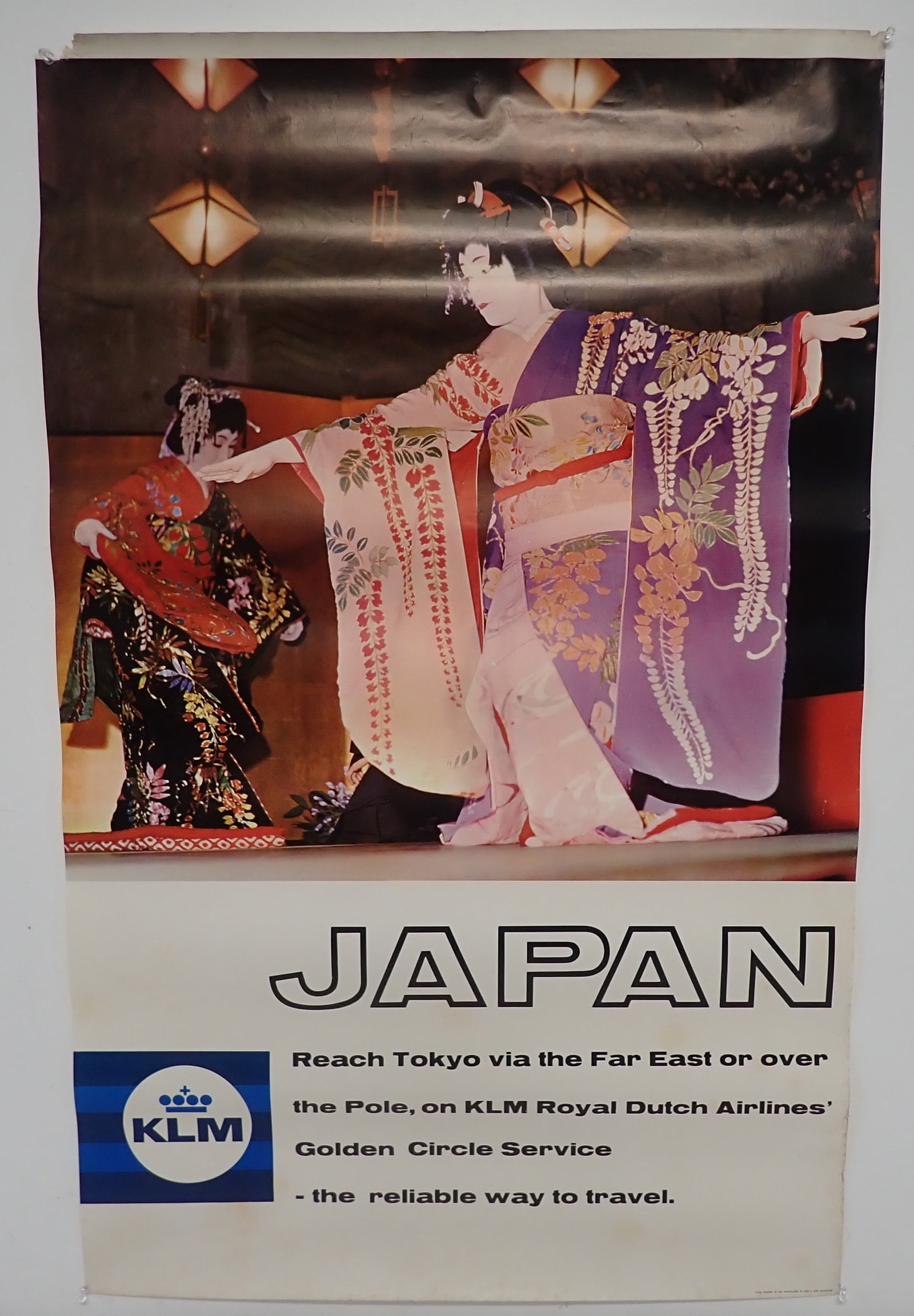 KLM Royal Dutch Airlines Japan Poster: Original Poster Printed by Kuhn & Zoon - Approx 25" x 39 1/2". Shipping available