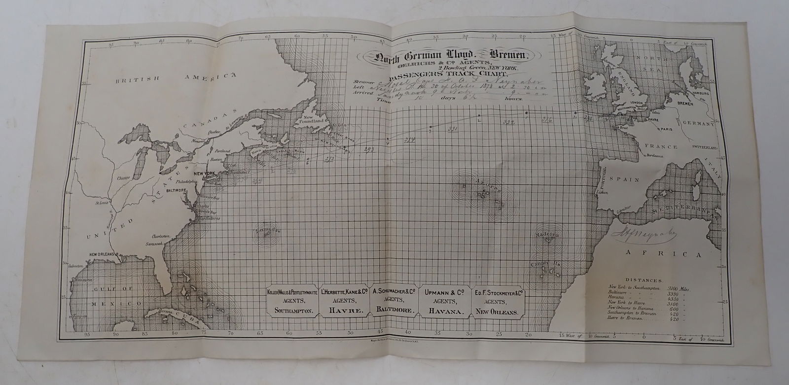 1878 North German Lloyd Bremen Steamship Map (1 of 6)