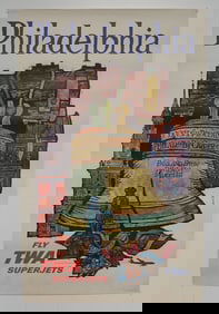 David Klein TWA Philadelphia Poster Original !