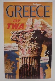 David Klein Fly TWA Greece Poster