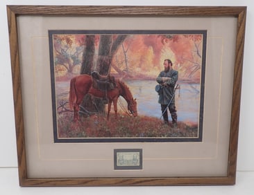 Civil War Print w/ 4 Cent Postage Stamp