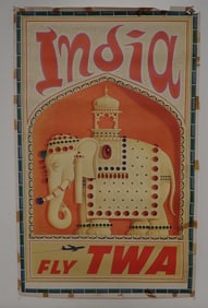 David Klein Fly TWA India Poster