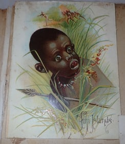 Scrap Book Album w/ Trade Cards , Post Cards , & Misc