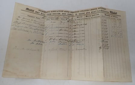 1844 Tremont Dispatch & United States Mail Coach Way Bill