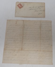 1862 Civil War Era Letter & Envelope