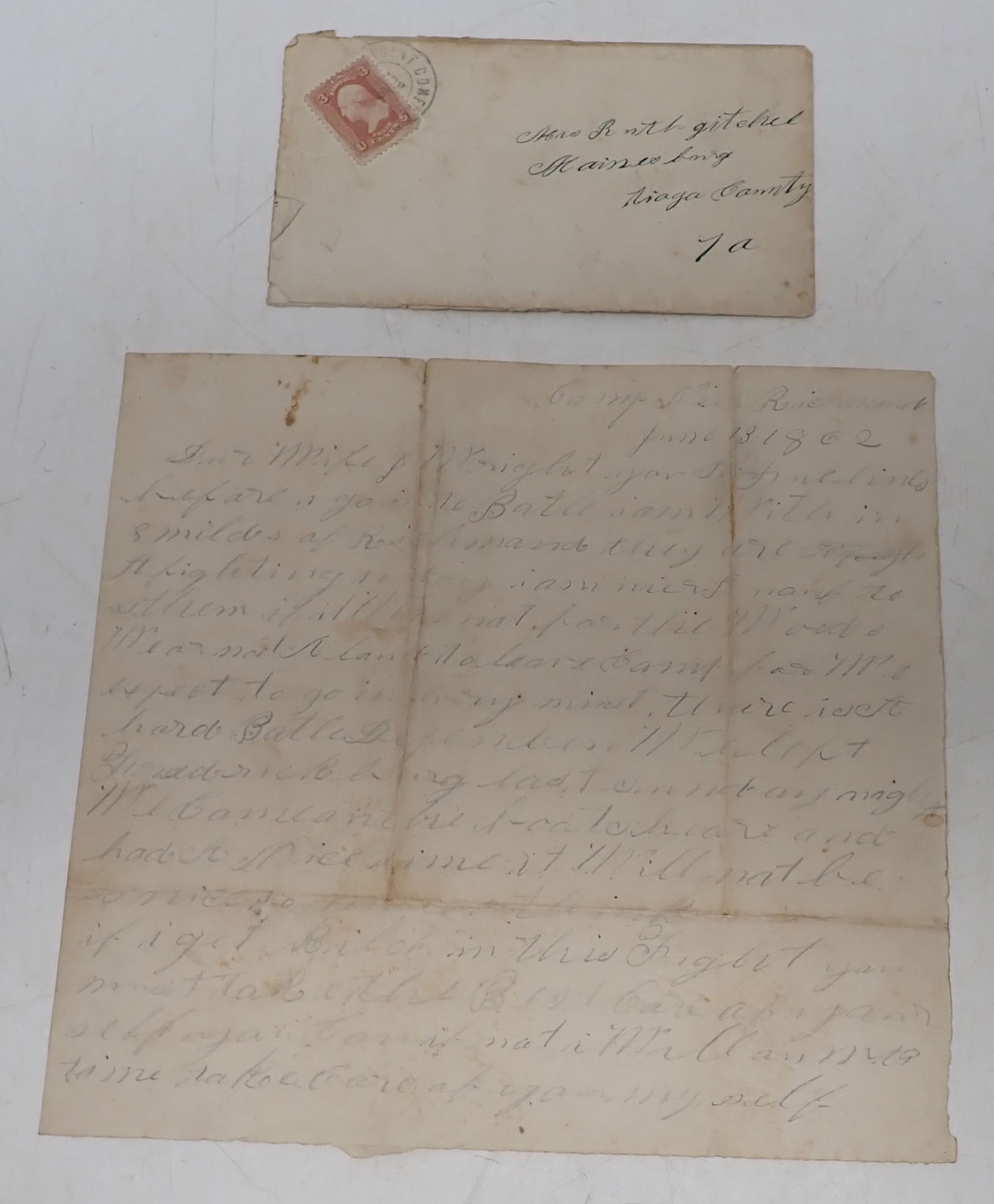 1862 Civil War Era Letter & Envelope (1 of 6)