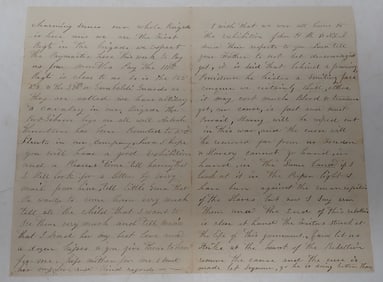 Civil War Letter w/ Mentioning of Slaves