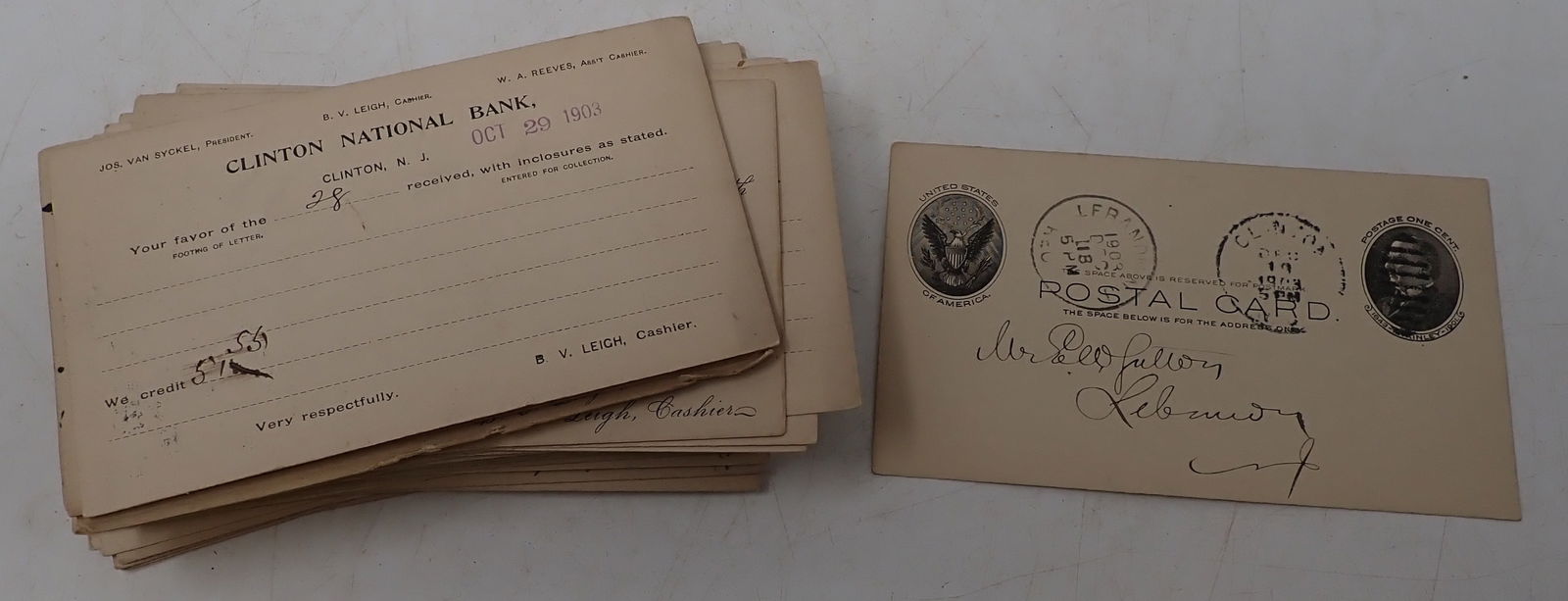 1903 -1906 Clinton National Bank Postcards: Shipping available