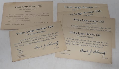 1906 & 1915 Triune Lodge Number 782 Postcards