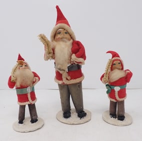 3 Putz Style Santas
