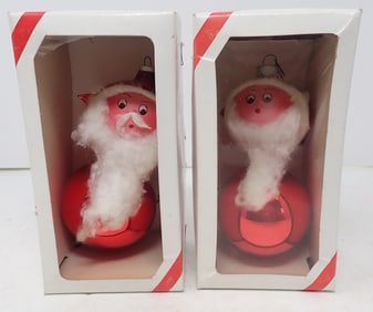2 Santa Christmas Ornaments American Decorations