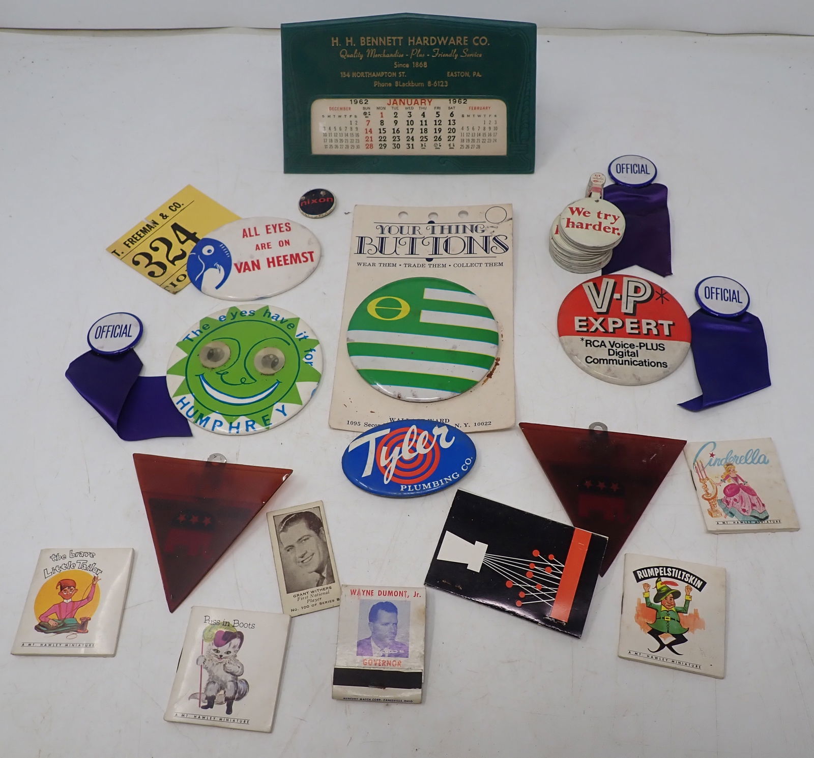 Easton Pa Hardware Calendar , Pinbacks incl Political & Misc (1 of 7)