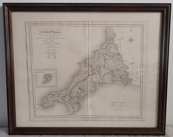 JCW Cornwall Engraved by J&C Walker London Map