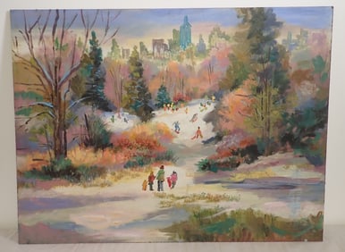 John Reilly Winter Scene w/ City in Background