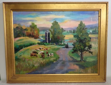 John Reilly Amish Country Oil on Board Painting