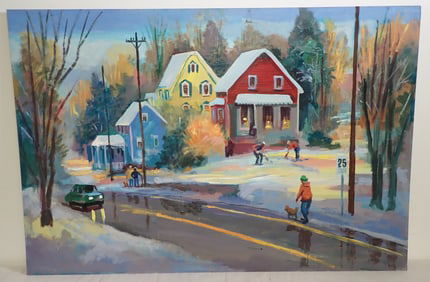 John Reilly Winter Scene Oil on Board Painting