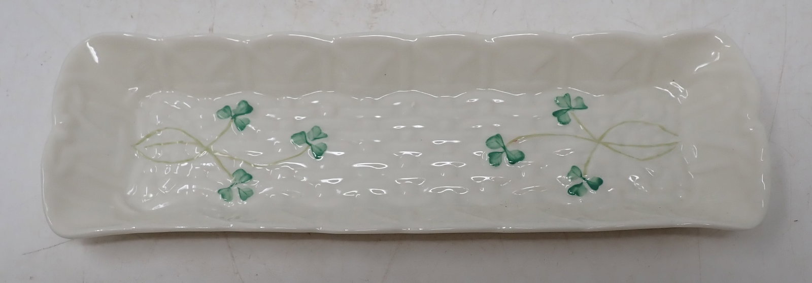 Belleek Mint Tray: Approx 2 7/8" x 9 1/8". Shipping available
