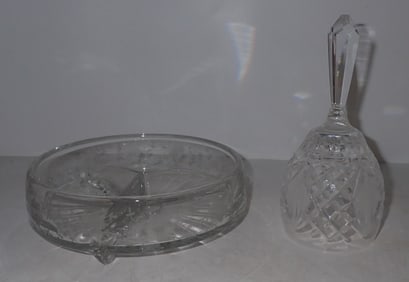 Etched Glass Divided Dish & Tyrone Crystal