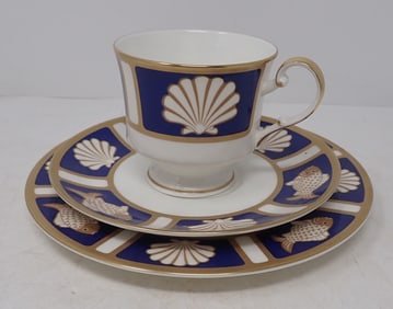 Cathy Hardwick Fish & Shell Dessert Plate Cup & Saucer