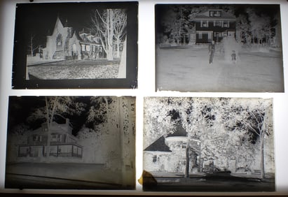 9 Glass Negatives of Buildings , Church , & Houses