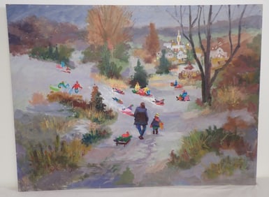 John Reilly Winter Scene Oil on Board Painting