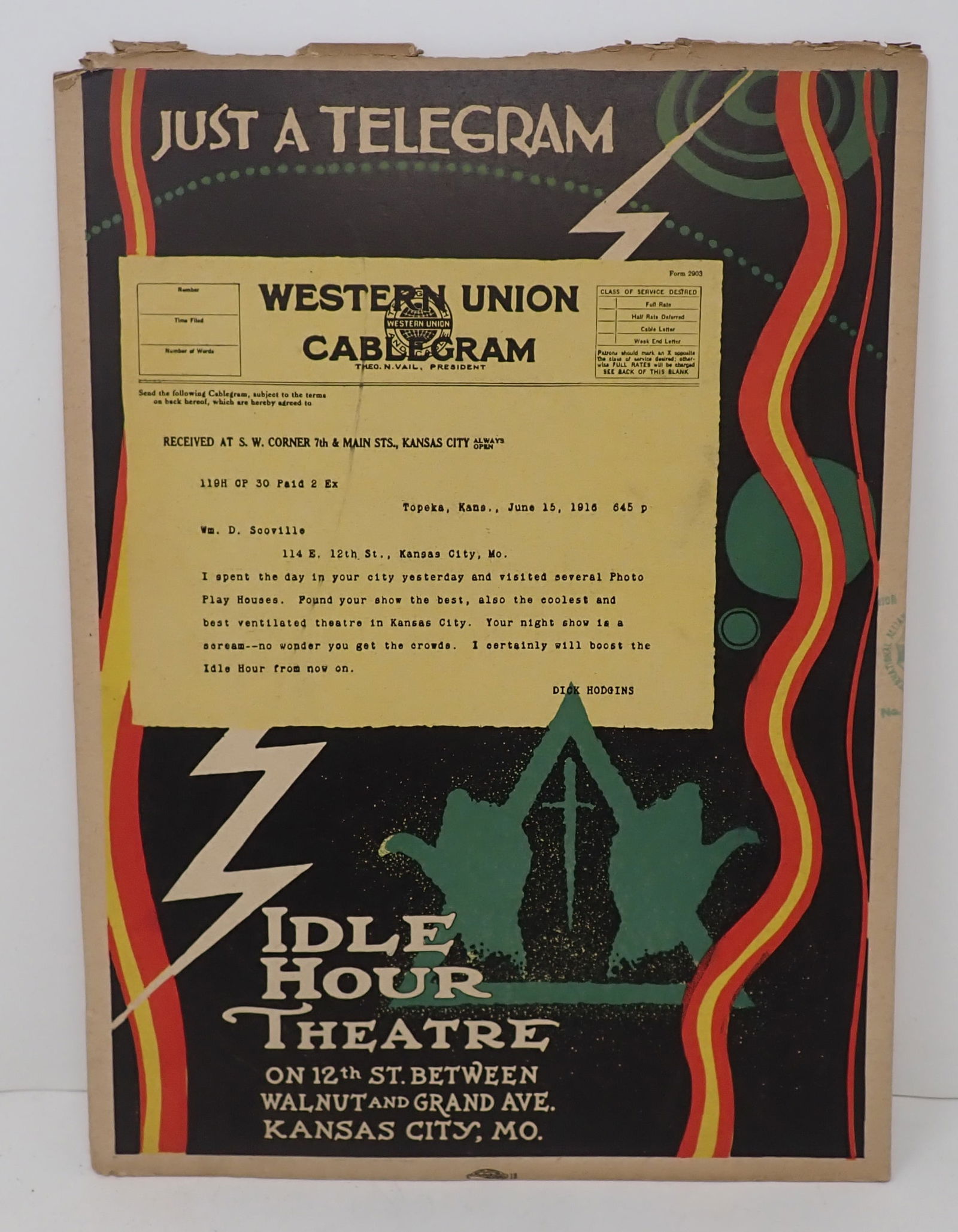 Western Union Cablegram Idle Hour Theatre Poster (1 of 4)
