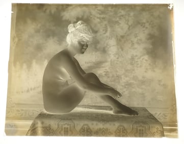 Anna Hamilton Seated Nude Glass Plate Negative