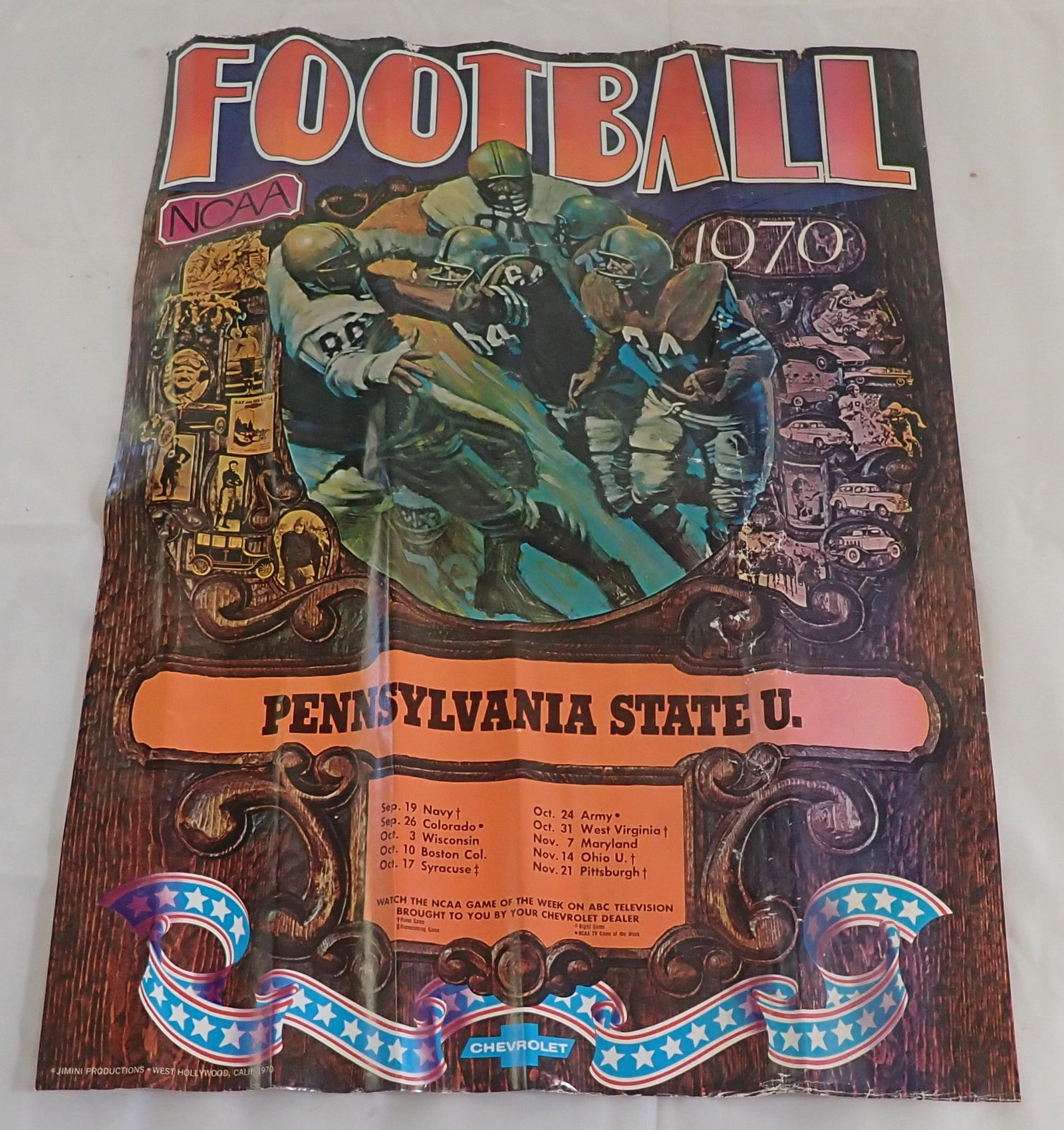 1970 Pennsylvania State U. Chevrolet poster: Original Jimini Productions poster - Approx 16 1/4" x 22". Shipping available