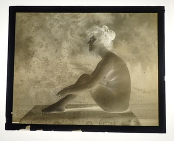Anna Hamilton Seated Nude Glass Plate Negative