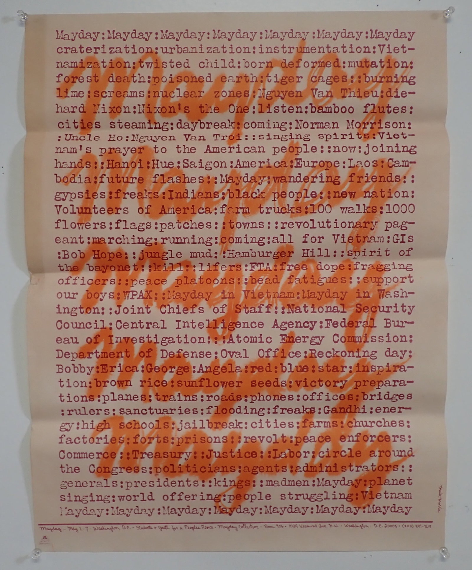 Mark Morris Mayday Peoples Peace Poster: Apprx 16 1/2" x 21 1/2". Shipping available