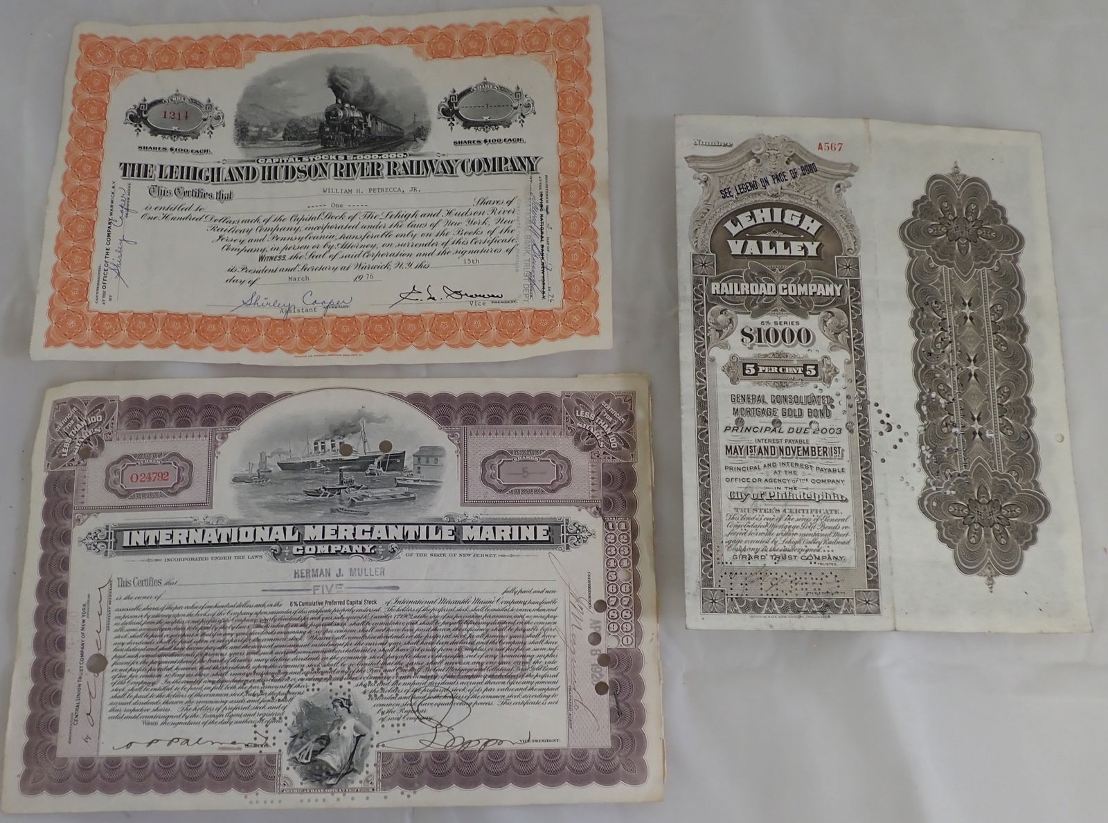 Lehigh Valley Railroad & International Merchantile Marine Stocks (1 of 6)