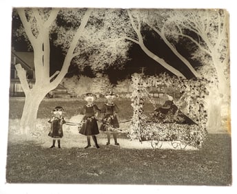 Children in Mayday Celebration Glass Negative