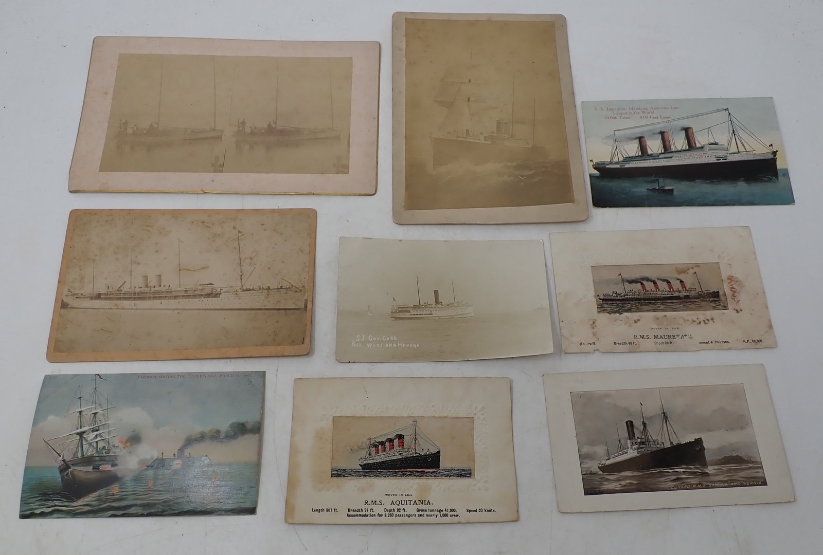 Ship Photos & Postcards , incl S.S. Imperator: Largest is approx 5 1/4" x 8 1/2". Shipping available